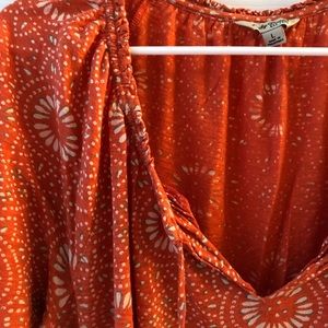 Lucky Brand Orange Peasant Top